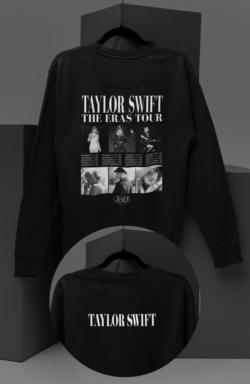 Fuddy Moda Unisex Taylor Swift Eras Tour Back Printed Hoodless Sweatshirt, Oversize Taylor Printed Sweat - Image 1