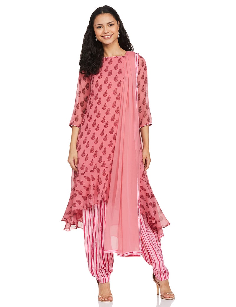 BIBA WOMEN PRINTED RELAXED SALWAR KURTA DUPATTA(SKDJAIPUR D7706_PINK_36) - Image 5