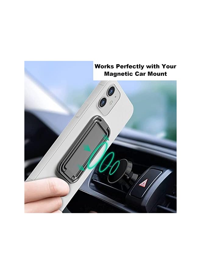 KASTWAVE Finger Grip Phone Holder Magnetic Phone Grip Holder Stand Finger Kickstand, Tablet Stands, Ultra-Thin 360° Rotation Phones Back Grip Foldable For Hand/Bed Universal Magnetic Car Mount – Metal Black - Image 2