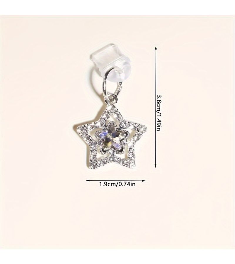 Phone Dust Plug With Blue Hollow Rhinestone Star Pendant For Android - Image 2