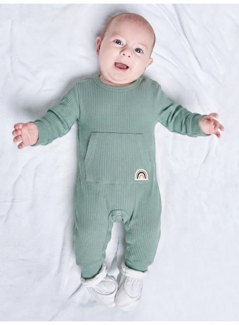 Babies Basic Babies Basic Ribbed Cotton Set with Sleepsuit/Romper, Cap and Bib