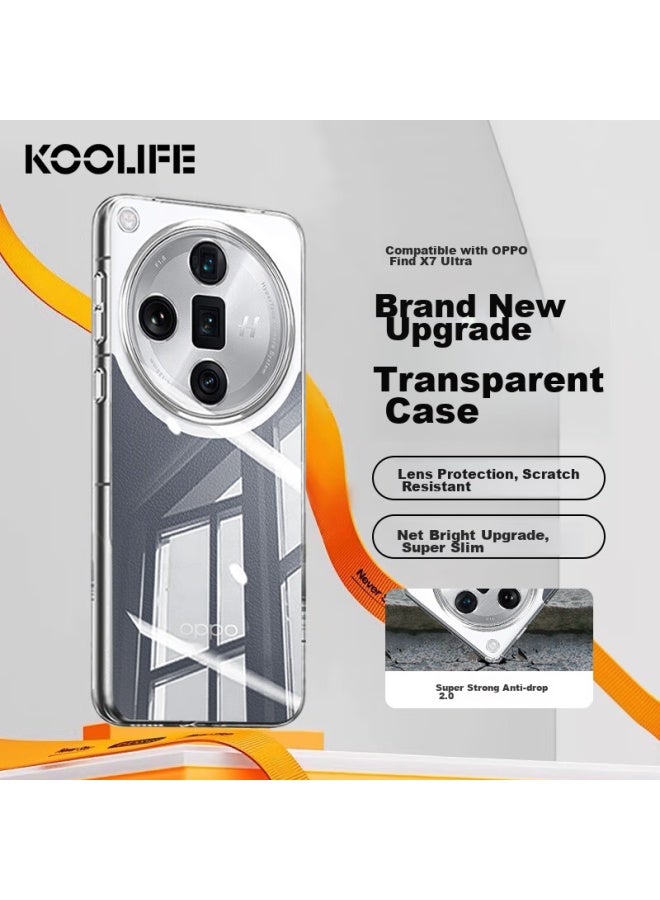 Koolife Phone Case For Oppo Findx7ultra, Protective Cover For Findx7ultra, Full Lens Protection, Simple Skin-friendly Transparent Soft Case, Fingerprint-resistant Outer Shell - Image 1