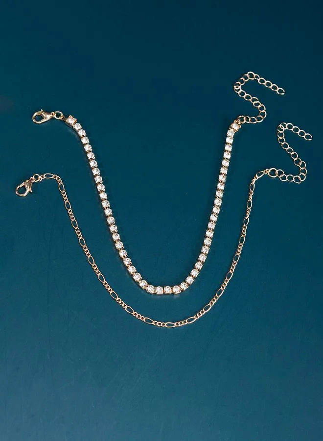 Take Two Set of 2 - Embellished Chain Anklet