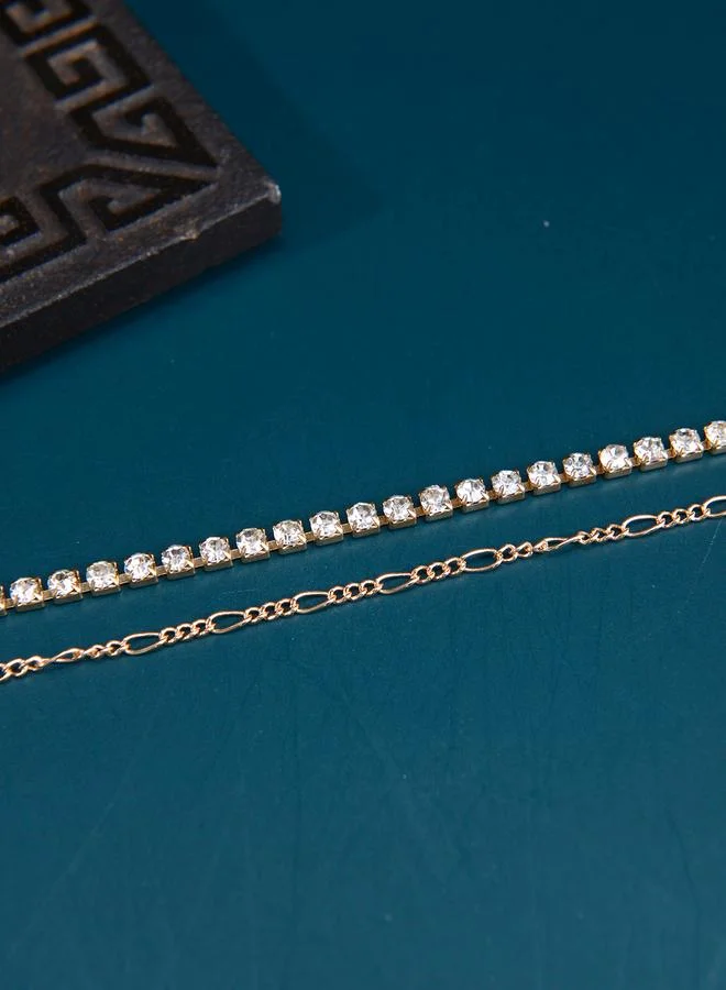 Take Two  Set of 2 - Embellished Chain Anklet for Women | Best Price UAE