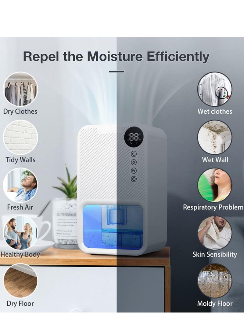 TDOO Dehumidifier 1100ml, 24 Hr Timer, Night Mode, Coloured Tank, Quiet, 20 m² Room Dehumidifier, Auto Shut-Off, for Damp/Condensation, Mould/Smell Control in Wardrobe, Bathroom, Bedroom, RV  - Image 3