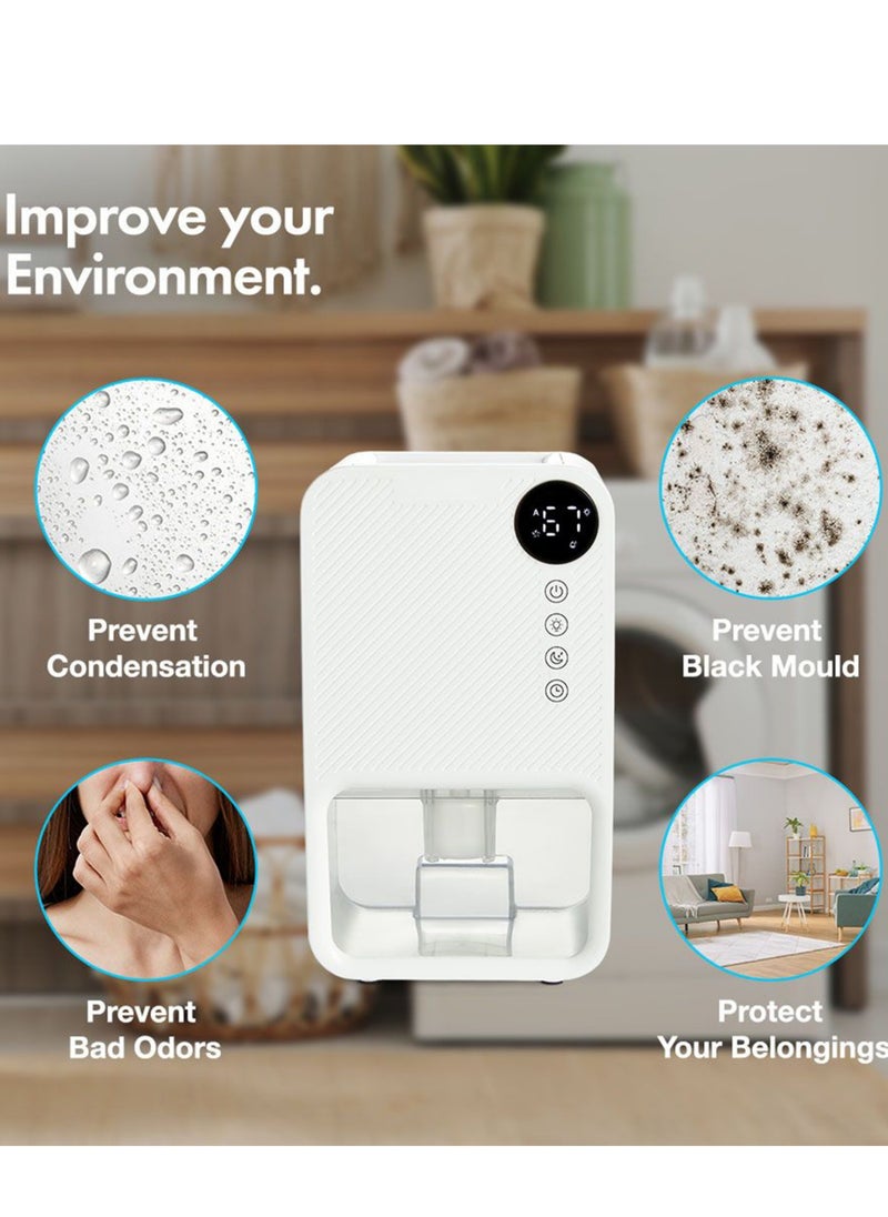 TDOO Dehumidifier 1100ml, 24 Hr Timer, Night Mode, Coloured Tank, Quiet, 20 m² Room Dehumidifier, Auto Shut-Off, for Damp/Condensation, Mould/Smell Control in Wardrobe, Bathroom, Bedroom, RV  - Image 4
