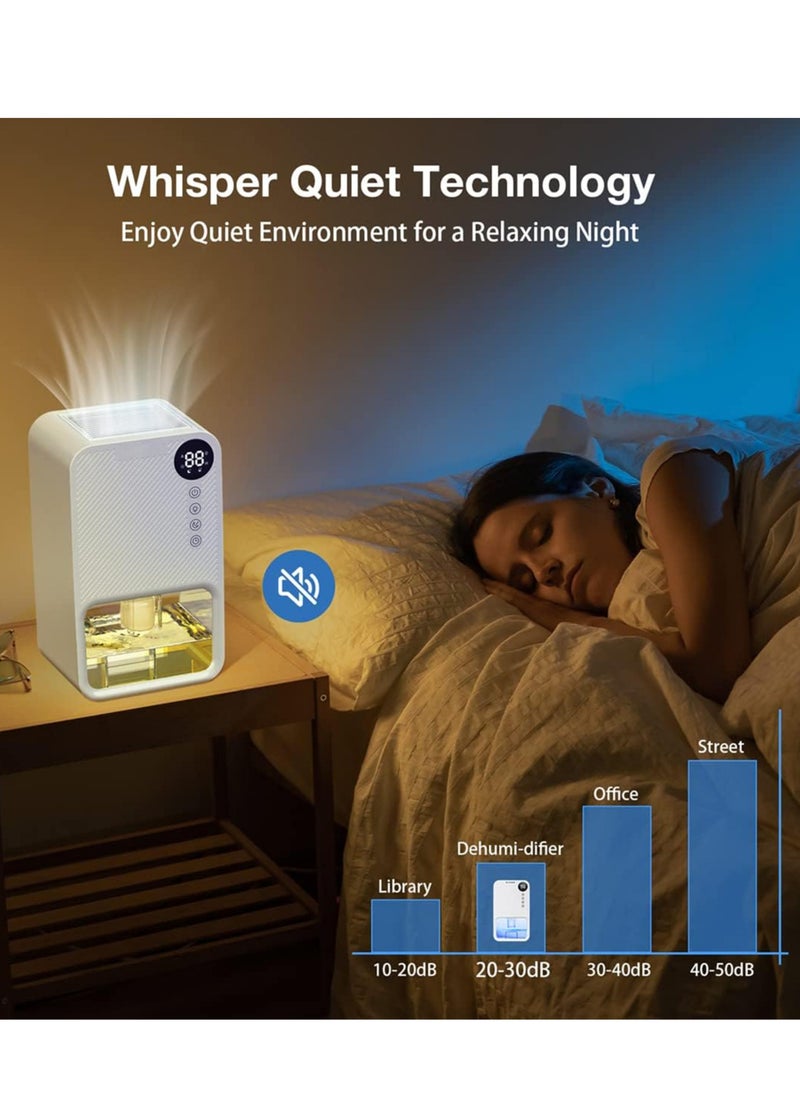 TDOO Dehumidifier 1100ml, 24 Hr Timer, Night Mode, Coloured Tank, Quiet, 20 m² Room Dehumidifier, Auto Shut-Off, for Damp/Condensation, Mould/Smell Control in Wardrobe, Bathroom, Bedroom, RV  - Image 5