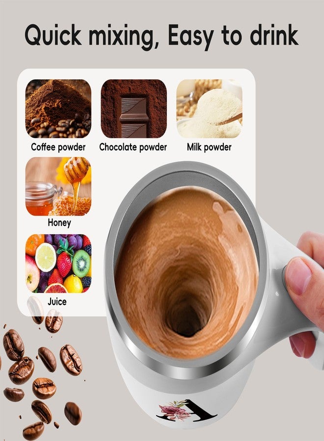 MNZZ Initial Magnetic Stirring Coffee Mug Stainless Travel Cup Stainless Steel Leackproof Cup Camping Taza Cafe Regalos Cumpleaños Navidad Para Mujer Mama Abuela Mi Novia Maestra 14 Febrero San Valentín,C - Image 3