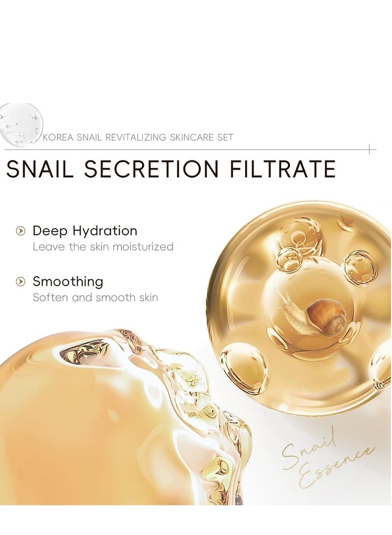 لايكو مجموعة العناية بالبشرة الكورية بخلاصة الحلزون - مجموعة متكاملة للعناية بالبشرة تحتوي على منظف، تونر، سيروم، كريم للعين، وكريم للوجه، مجموعة للسيدات والفتيات لترطيب البشرة (5 قطع) - Image 3