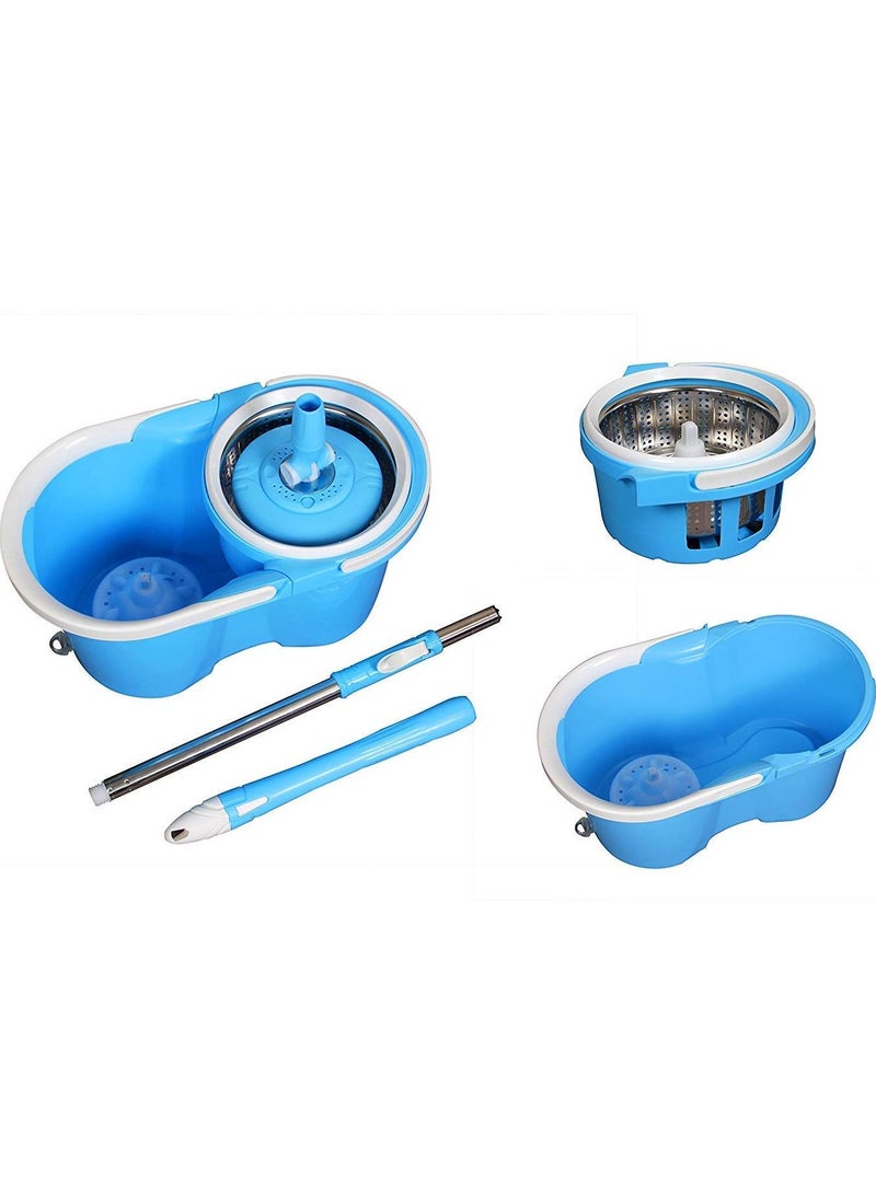DubaiGallery 360° Steeliness Steel  Spin Round Mop, Steel Centre with a Bucket Blue. - Image 2