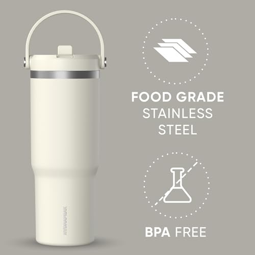 Hydrapeak Nomad 32 oz Tumbler with Handle and Straw Lid, Leakproof, Double Insulated, 32oz Cup Stainless Steel (Ivory) - Image 3