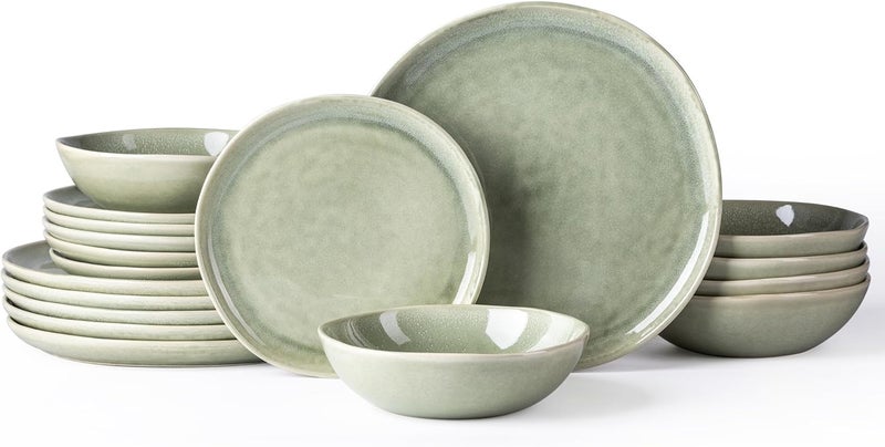AmorArc Ceramic Dinnerware SetsHandmade Reactive Glaze Stoneware Plates and Bowls SetHighly Chip and Crack Resistant  Dishwasher  Microwave SafeService for 6 18pc - Image 1