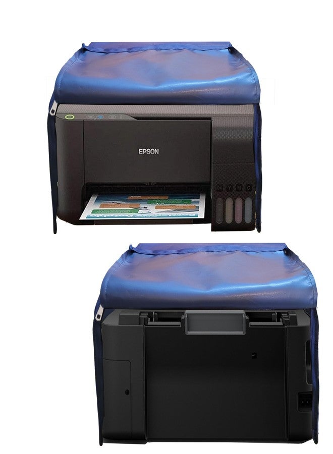 Protectio Premium chain Printer Cover for Epson L3210 / L3215 / L3216 / L3250 / L3252 / L3256 Printer, Color - Blue/ front and back zipper/ dustproof / washable - Image 1