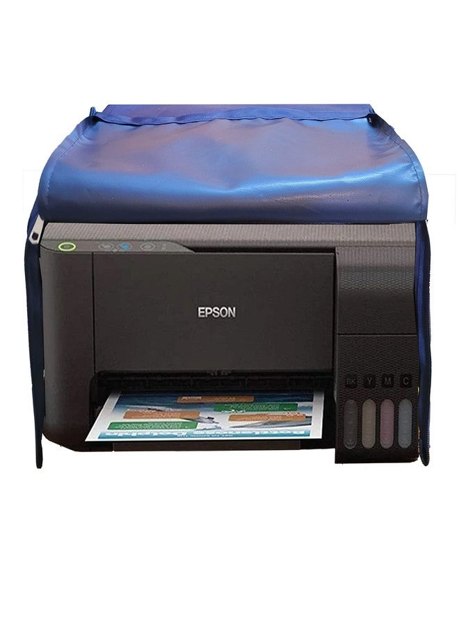 Protectio Premium chain Printer Cover for Epson L3210 / L3215 / L3216 / L3250 / L3252 / L3256 Printer, Color - Blue/ front and back zipper/ dustproof / washable - Image 3