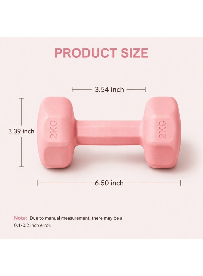 Hirospace Pink Neoprene Dumbbells for Women & Men, Anti-Slip Hex Hand Weights Pair, Soft Grip, Anti-Roll Design for Home Gym, Yoga, Pilates & Strength Training - Image 4