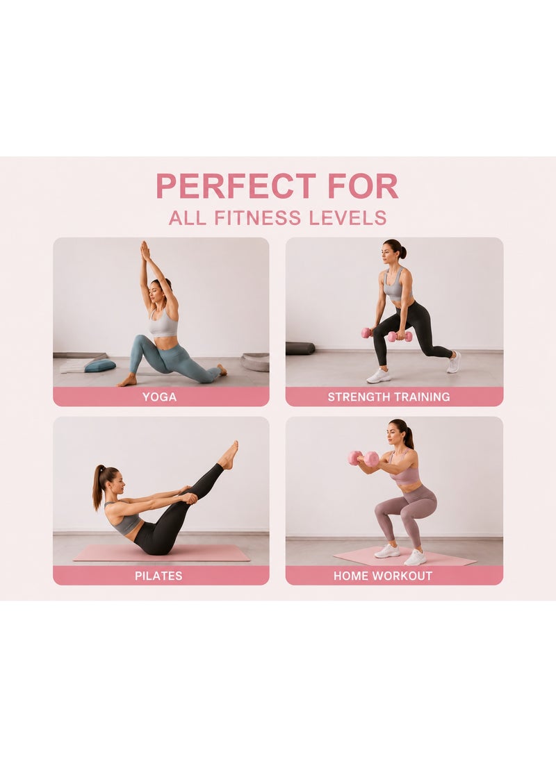 Hirospace Pink Neoprene Dumbbells for Women & Men, Anti-Slip Hex Hand Weights Pair, Soft Grip, Anti-Roll Design for Home Gym, Yoga, Pilates & Strength Training - Image 5