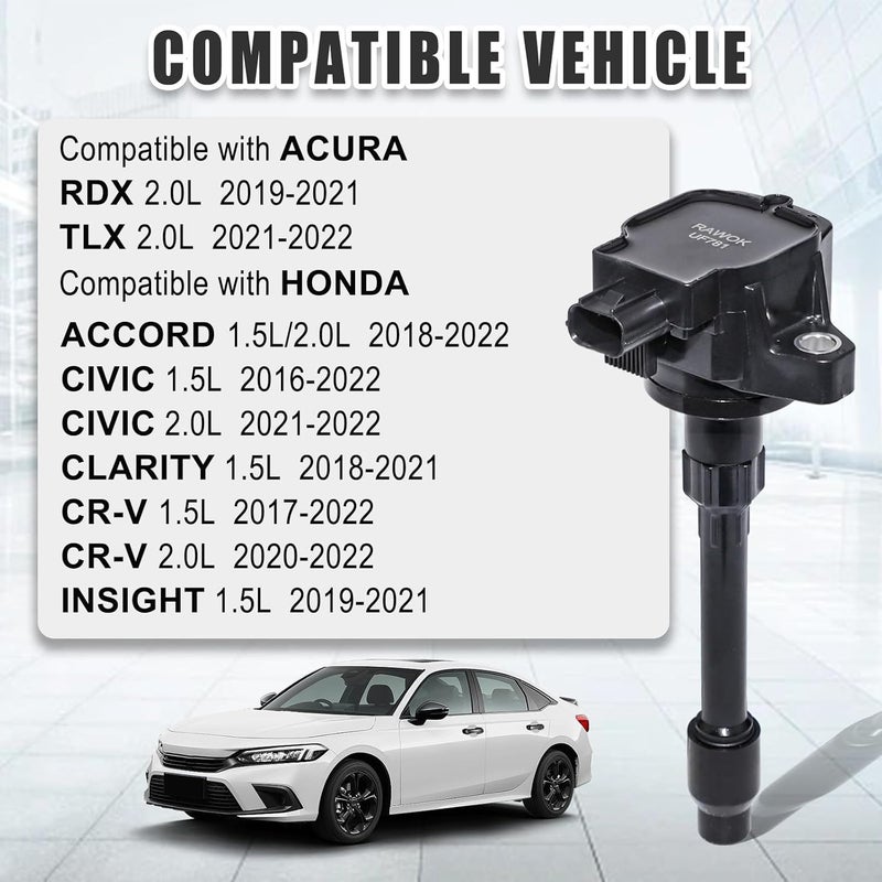 RAWOK Ignition Coil Pack UF781 Set of 4 for Honda and Acura Vehicles - Image 2