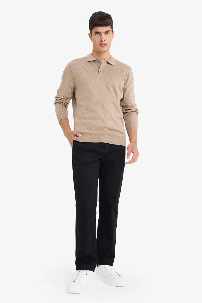 ديفاكتو Standard Fit Polo Collar Knitwear Pullover