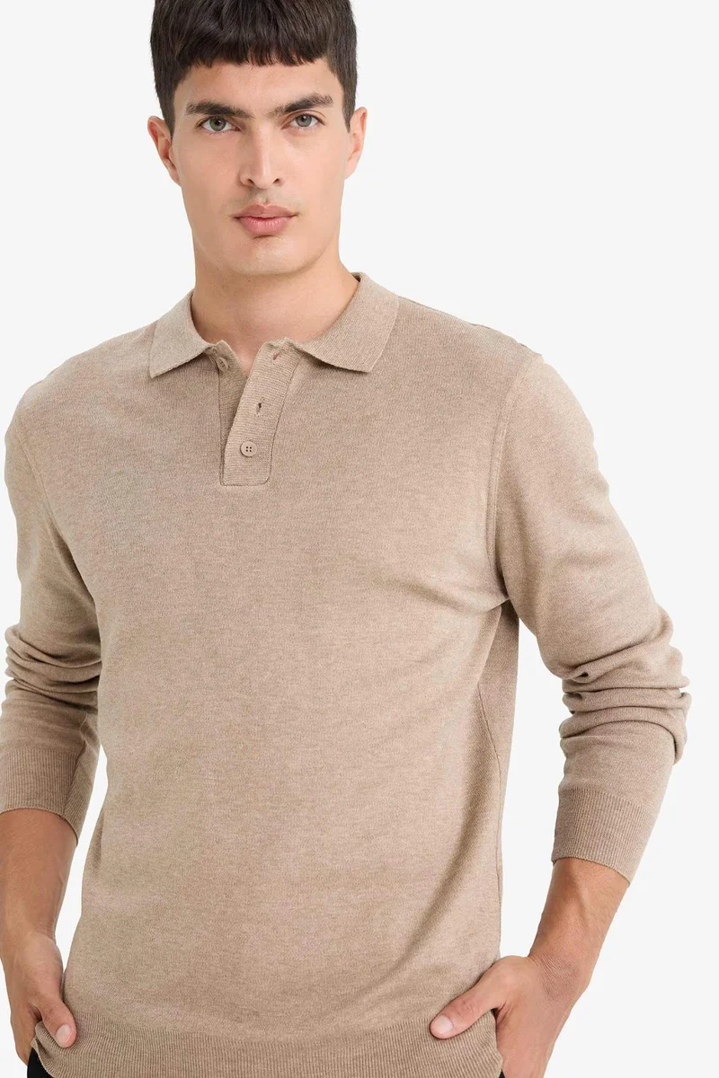 ديفاكتو Standard Fit Polo Collar Knitwear Pullover