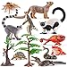 THINKBAY 12PCS Realistic Madagascar Animal Figurines Toys Plastic Animals Jungle Animals Figures Playset Lemur Chameleon Tortoise Frog Crocodile Snake with Tree Valentines Day Gifts for Kids - Image 2