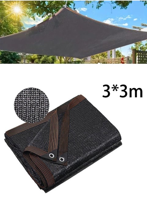 Shade Cloth Shading Anti-UV Thicken Sunshade Net Balcony Safety Privacy Nets Garden Yard Fence Netting Sun Shade Sails Nets (3m*3m)