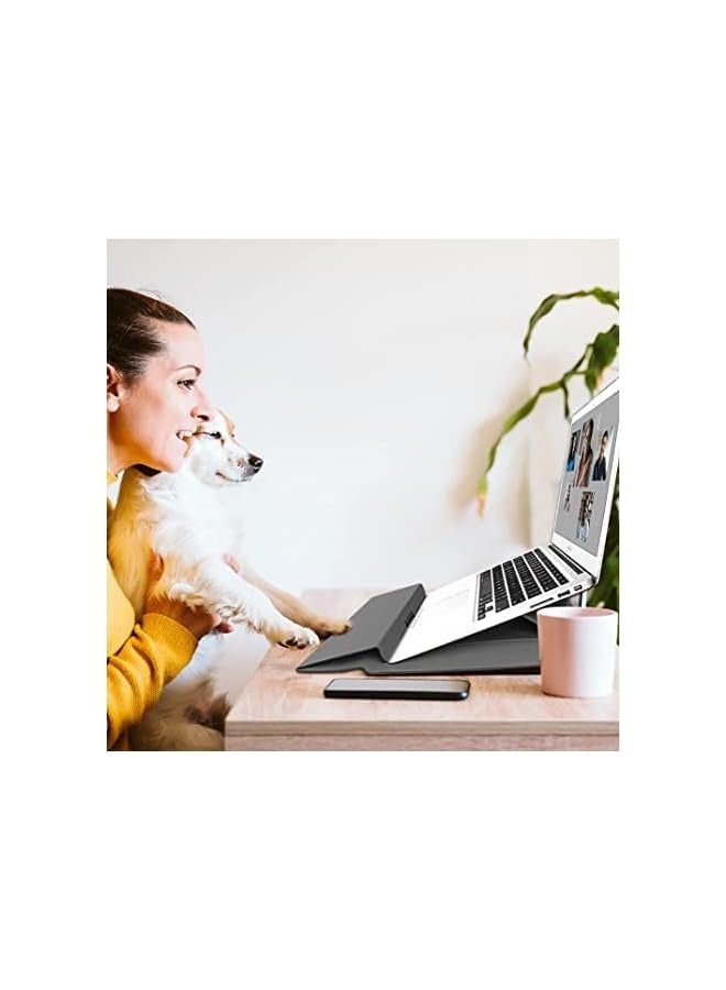 erorex Laptop Sleeve + Stand Compatible with 13-14 inch Notebook, Hcosmy Waterproof PU Leather Sleeve Bag Computer Protective Carrying Case with Support Frame (Green) - Image 5