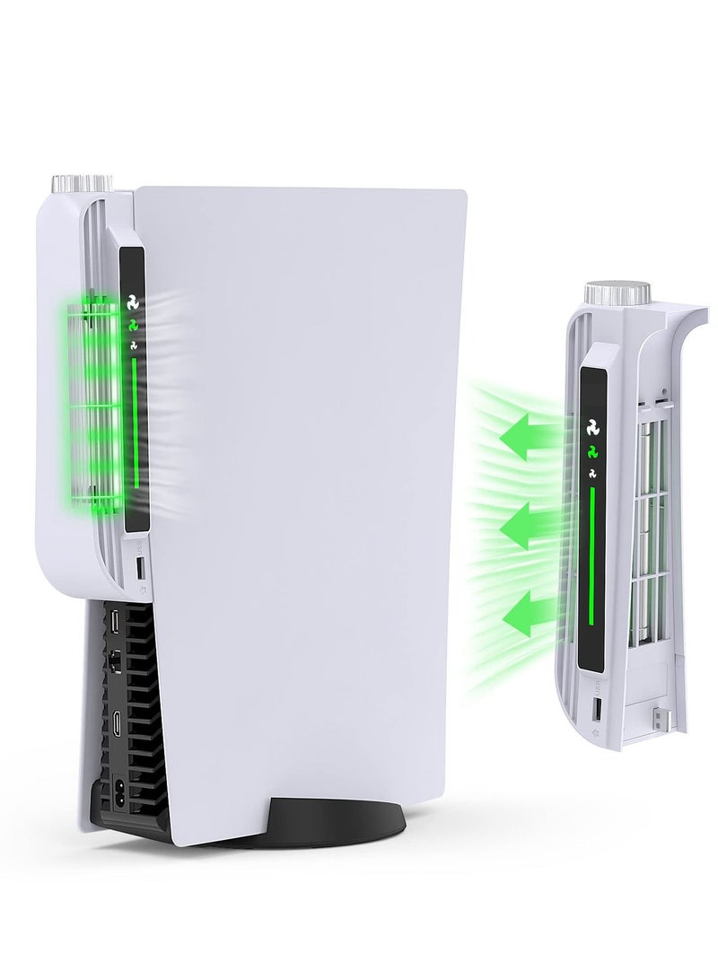 Cooling Fan Accessories for PS5, Centrifugal Three-stop Wind Host Powerful Cooler with Extended USB Port System PS5 CD-ROM and Digital Version (white) - Image 1