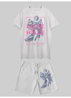 THREADCURRY THREADCURRY Love Hate Printed Co-ord Set for Men - Half Sleeve Oversized T-Shirt and Shorts  - Image 1