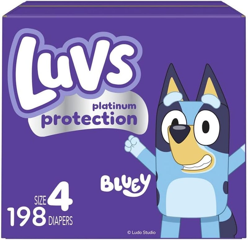 Luvs Platinum Protection Diapers - Size 4, 198 Count featuring Bluey - Image 1