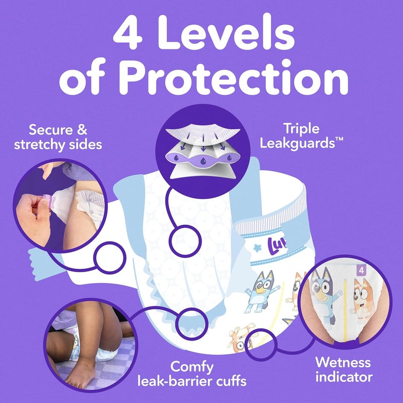 Luvs Platinum Protection Diapers - Size 4, 198 Count featuring Bluey - Image 2
