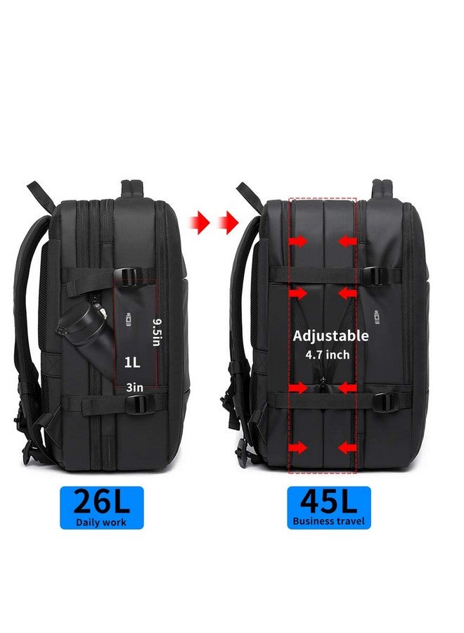 BANGE Travel Backpack, Carry On Backpack Durable Convertible Duffle Bag Fit for 17.3 Inch Laptop and Women, BLACK, LARGE-BLACK-45L, Business - Image 3