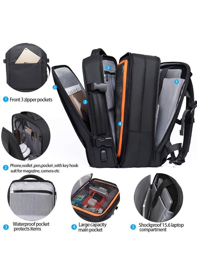 BANGE Travel Backpack, Carry On Backpack Durable Convertible Duffle Bag Fit for 17.3 Inch Laptop and Women, BLACK, LARGE-BLACK-45L, Business - Image 2