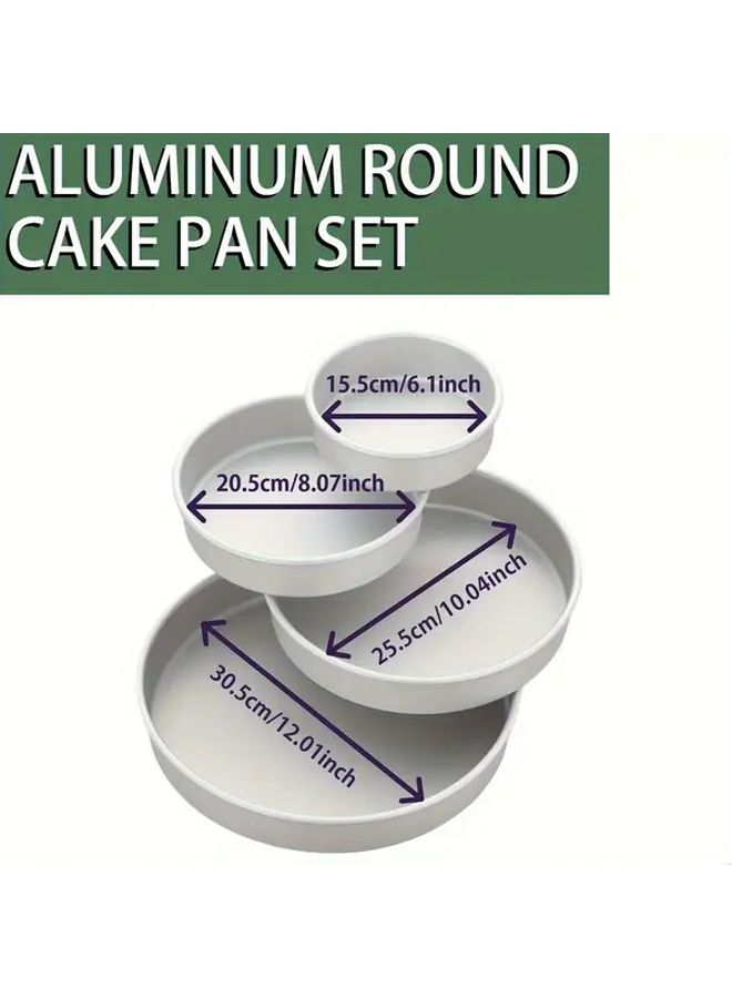 4pcs 6 8 10 12 Inch Round Aluminum Cake Pans Durable Evenly Heated Rust Proof Baking Trays - Image 3