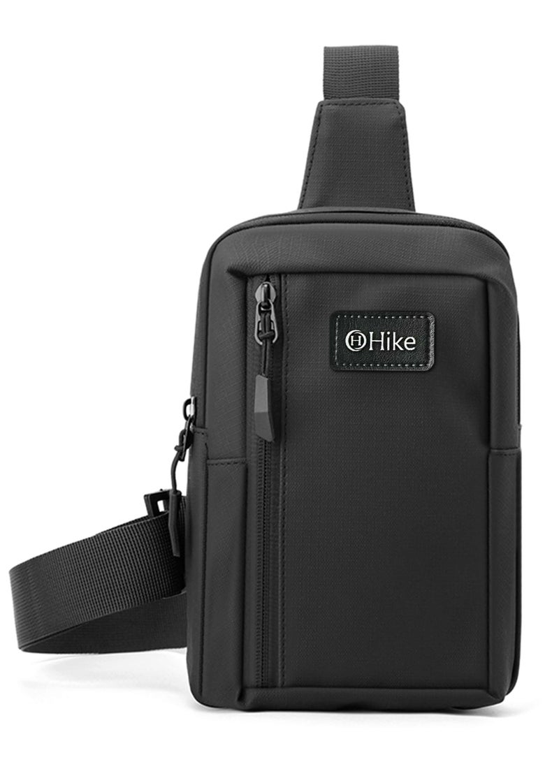 هايك Hike Unisex Cross Body Chest Bag Synthetic Water-Resistant Scratch Resistant Small Shoulder Sling Bag for Business Travel Outdoor Shopping, HK9004- BLAKC - Image 1