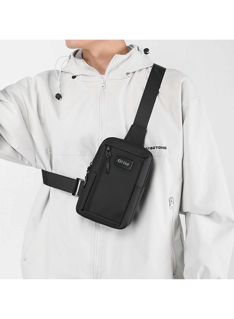هايك Hike Unisex Cross Body Chest Bag Synthetic Water-Resistant Scratch Resistant Small Shoulder Sling Bag for Business Travel Outdoor Shopping, HK9004- BLAKC - Image 2
