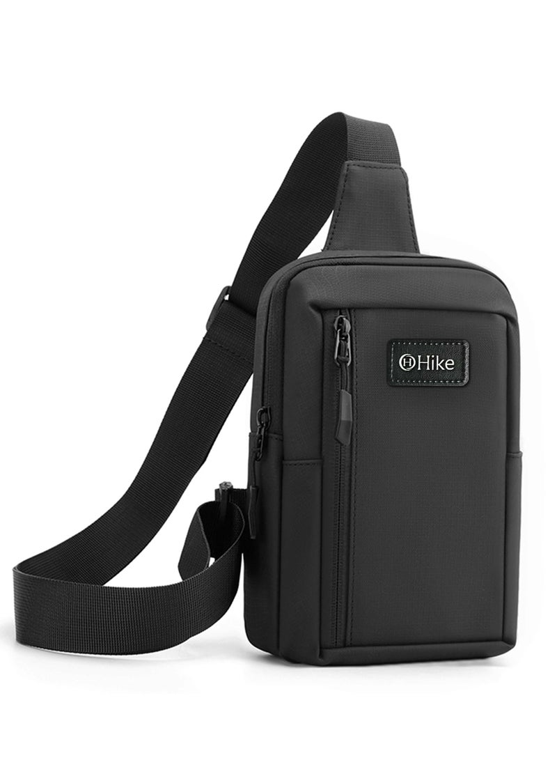 هايك Hike Unisex Cross Body Chest Bag Synthetic Water-Resistant Scratch Resistant Small Shoulder Sling Bag for Business Travel Outdoor Shopping, HK9004- BLAKC - Image 4