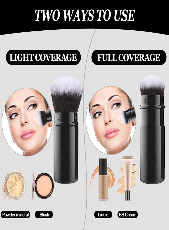 Falliny Retractable Airbrush Kabuki Brush, Travel Powder Foundation Professional Blush Makeup Brushes With Aluminum Handle for Liquid, Cream, Cosmetics, Loose Powder - Image 3