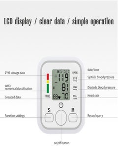 ANRIKKA Portable Arm Blood Pressure Monitor With A Thermometer, Digital Arm Sphygmomanometer For The Elderly At Home Portable Electronic Blood Pressure Monitor With Thermometer Saves 99 Sets Of Data  - Image 4