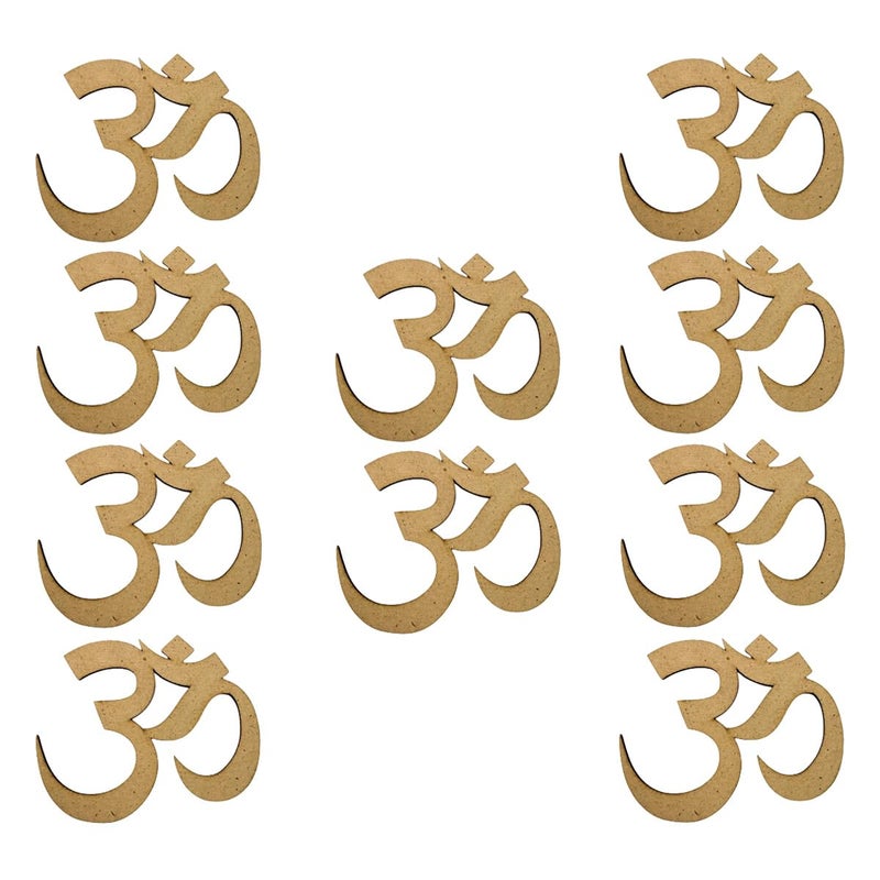 Wrapping Studio MDF Board for Lippan Art - Pre-Marked Om Symbol Design Cutouts for Craft, Painting, DIY Projects - Eco-Friendly MDF Wood, 10x10 cm, Ideal for Creative Gift Ideas, Set of 10 - Image 1