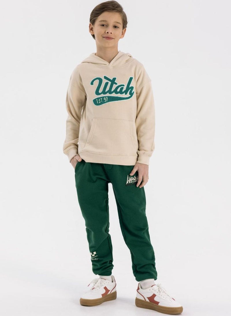 MINOTI Kids Boys Casual Hoodie with Front Print  - Image 1