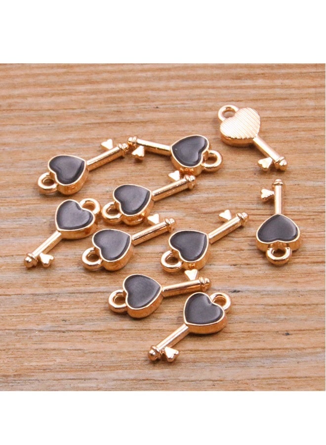 100Pcs Love Theme Heart Key Lock Enamel Charms Dangle Pendants for DIY Jewelry Making - Image 5