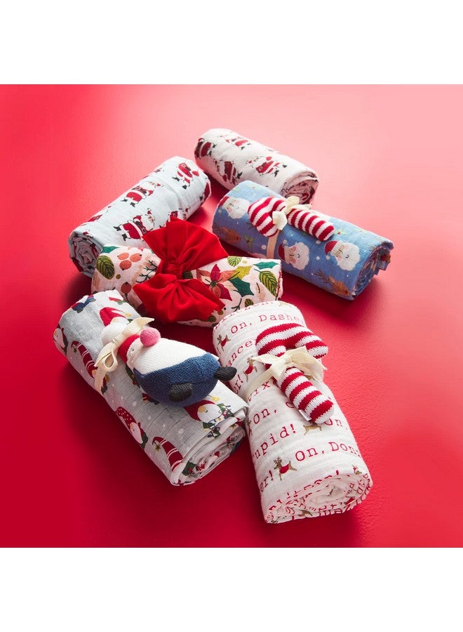 Mud Pie Baby Girl Christmas Swaddle and Headband Set, Pink Floral, 0-6 Months - Image 3