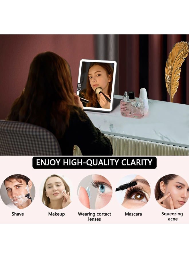 WEILY Portable Travel Mirror Makeup Mirror with 72 LED Lights, Touch Screen Three Colors Dimmable,Ultra Thin, 2000 mAh USB Rechargeable Foldable Cosmetic Mirror（Black） - Image 3