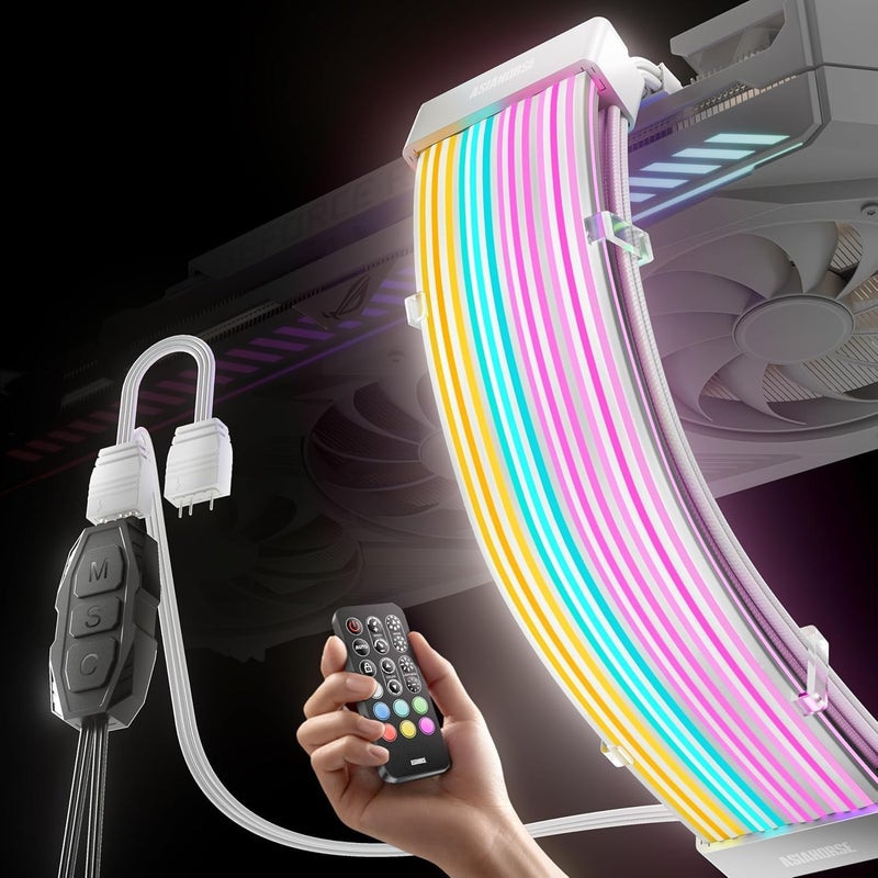 AURORA Pro ARGB GPU Cable Cover Kit with Controller + Remote, Triple 8-Pin 5V 3-Pin Addressable RGB Covers for RTX 4090/5090/7900XTX & ATX/MATX/ITX Motherboards, 124 Lighting Effects - Image 1