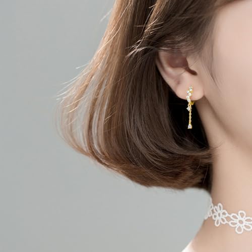 SLUYNZ 925 Sterling Silver CZ Hoop Earrings Dangle for Women Teens Girls Teardrop Huggie Earrings Drop Water Droplets Dangle Earrings Drop (B-Yellow) - Image 2