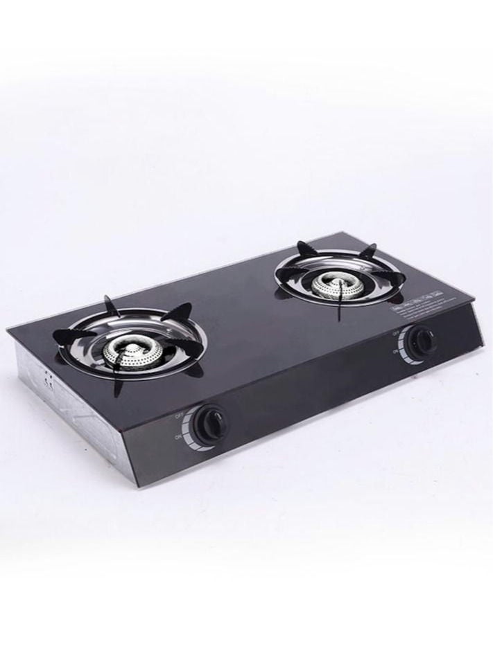 Flat tempered glass gas stove with two burners  - Image 1