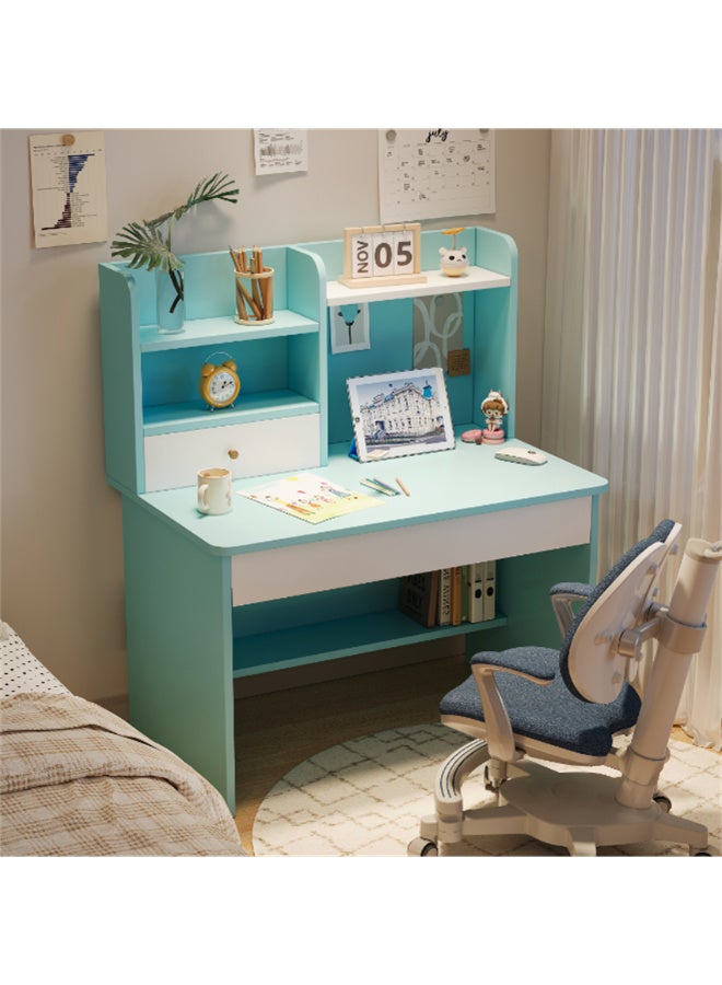 CityRiya-Long Computer Desk, Home Office Desk, Kids Desk, Kids Study Table, White Gaming Desk, Laptop PC Table, Student Writing Desks Workstation, Children Reading Activity Desk, Girls Makeup Vanity Desk, (Blue) - Image 5