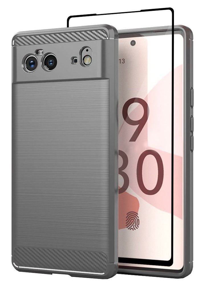 2 Packs For Google Pixel 6 Case Cover and Screen Protector Soft TPU Bumper Protective Back Case Grey