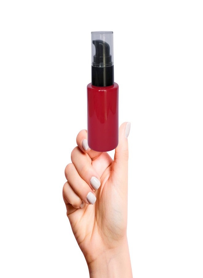 Devinez Multipurpose Premium Flat Shoulder Red Color Round Glass Bottle, 30 ml with Lotion Pump with Cap (Pack of 2), for Serum, Essential Oils, Blends, Skin Care, Travel, Toners, Cosmetic & DIY - Image 4