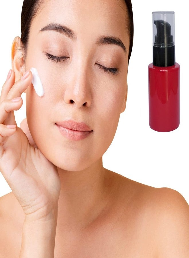 Devinez Multipurpose Premium Flat Shoulder Red Color Round Glass Bottle, 30 ml with Lotion Pump with Cap (Pack of 2), for Serum, Essential Oils, Blends, Skin Care, Travel, Toners, Cosmetic & DIY - Image 3